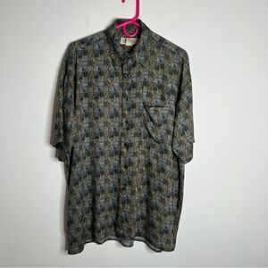 Natural Issue Men Shirt Short Sleeves Blue Gray 100 % Rayon SZ Medium